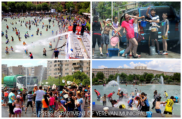 Водные празднества по всему Еревану