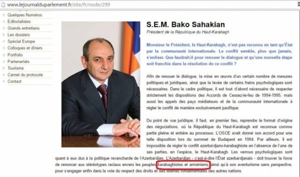 Сайт французского парламента дал разъяснения по поводу перевода интервью Бако Саакяна: «Айкакан жаманак»