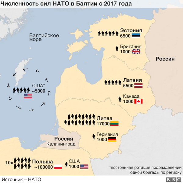 Четыре батальона НАТО в Польше и странах Балтии – это только начало: фото и схемы