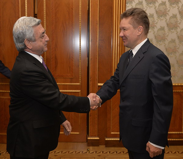 Серж Саргсян с главой «Газпрома» Алексеем Миллером обсудил вопросы ценообразования газа для Армении