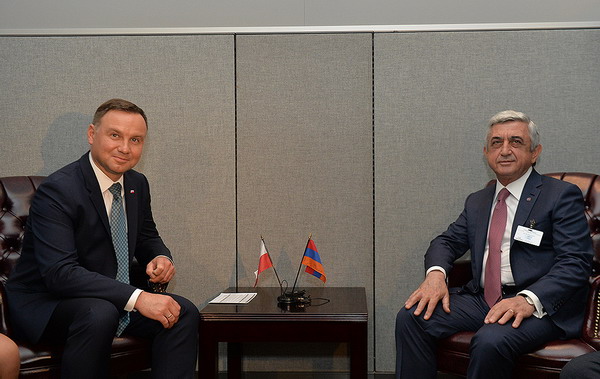 Серж Саргсян в Нью-Йорке встретился с президентом Польши Анджеем Дудой