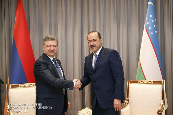 Карен Карапетян и Абдулла Арипов договорились придать новый импульс отношениям Армения-Узбекистан