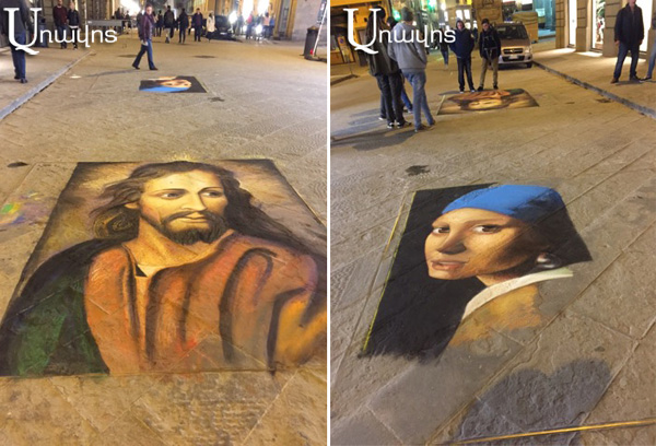 Итальянцы «расстелили» художника на асфальт