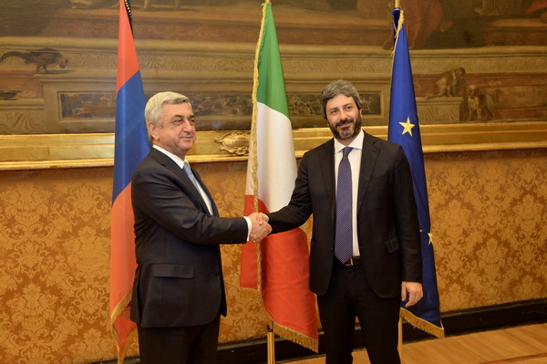 Серж Саргсян встретился с председателем Палаты депутатов Италии Роберто Фико