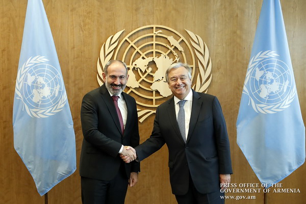 Премьер-министр Армении встретился с генеральным секретарём ООН Антониу Гутеррешем