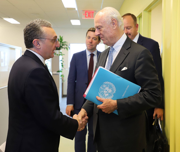 Глава МИД Армении встретился со спецпосланником Генсека ООН по Сирии Стефаном де Мистурой