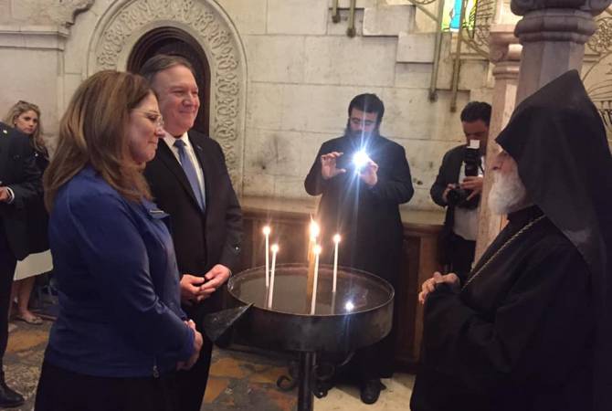 Госсекретарь США посетил армянскую часть Иерусалимского храма Воскресения Христова