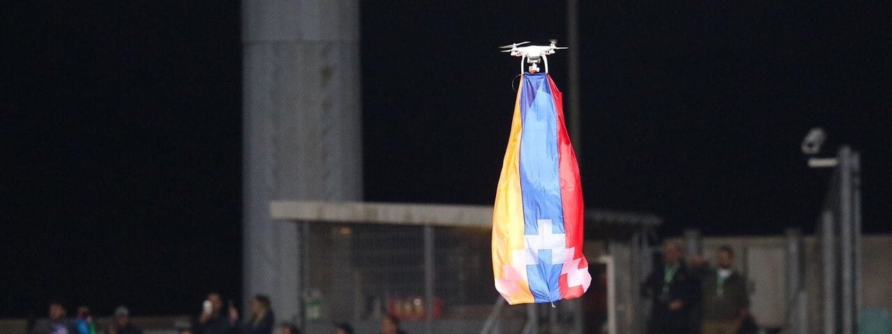 Дрон с флагом Арцаха — на матче люксембуржского «Дюделанжа» с бакинским «Гарабагом»: видео