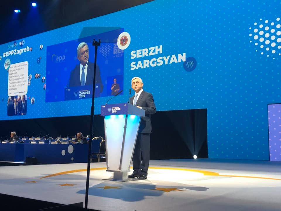 Серж Саргсян на съезде ЕНП в Загребе обрушился с критикой на правительство Армении