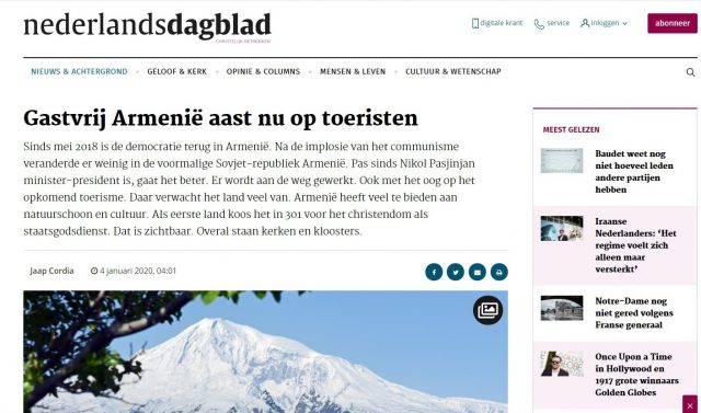 «Все пошло хорошо только после того, как премьер-министром стал Никол Пашинян»: Nederlands Dagblad