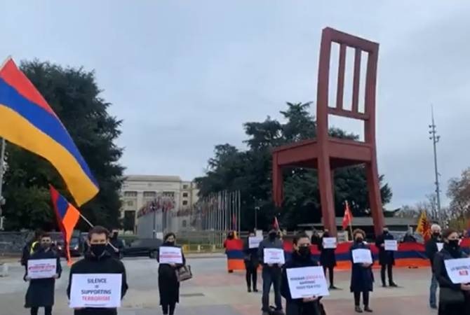 Перед офисами ООН в Вене, Женеве и Нью-Йорке армяне провели одновременную акцию протеста: видео