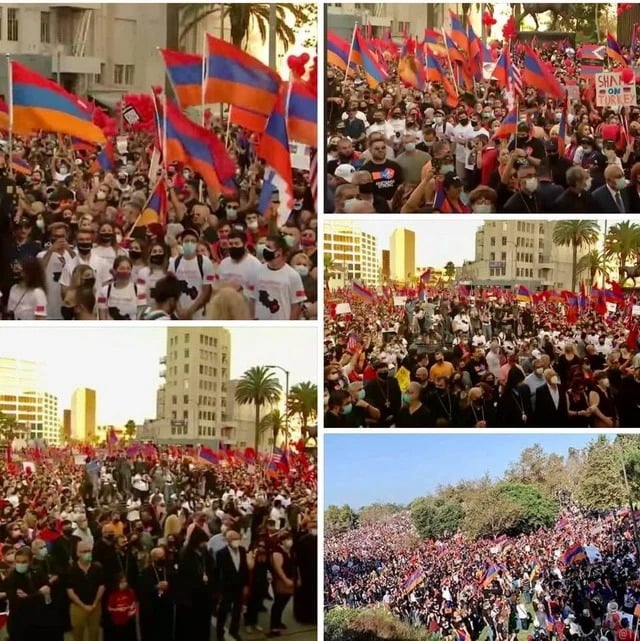 Самый масштабный марш протеста армян в Лос-Анджелесе: “Арцах атакуют, марш за победу!” — фоторепортаж