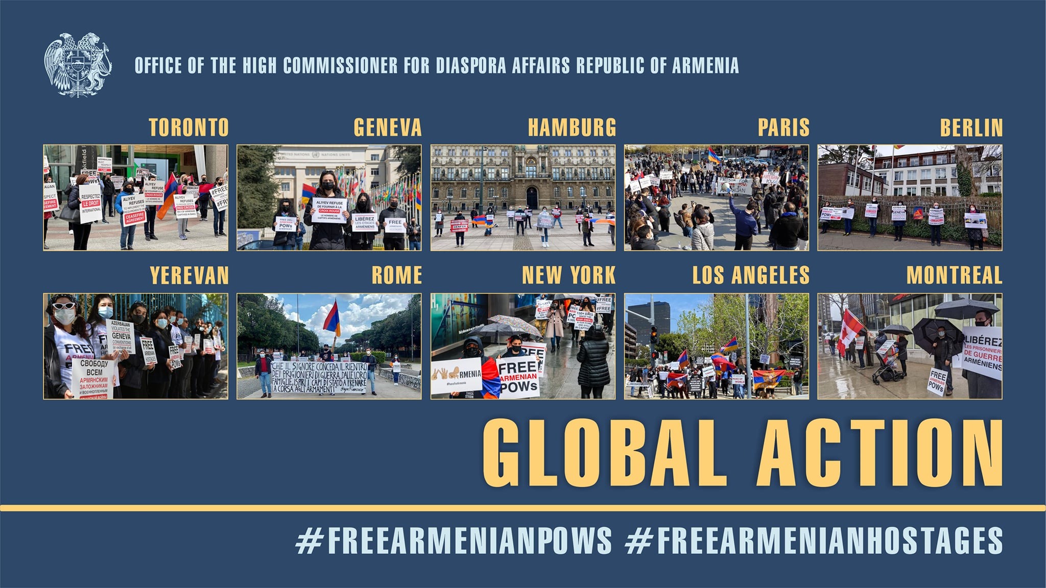 Глобальная акция с требованием освободить армянских пленных, удерживаемых Азербайджаном