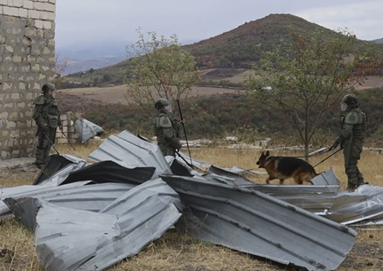 Российские миротворцы разминировали 2 га территории в Нагорном Карабахе с привлечением собак минно-розыскной службы и робототехнических комплексов