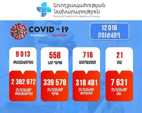 Подтверждено 558 новых случаев заболевания коронавирусом