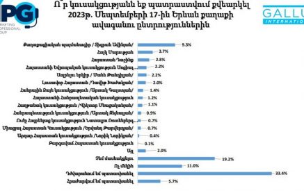 За Тиграна Авиняна проголосуют 9,3% респондентов, за Айка Марутяна — 3,7%, не будут участвовать в выборах 19,2%: опрос