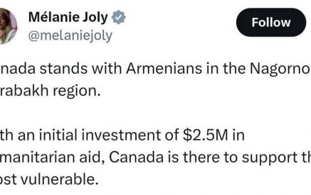 Канада выделит около 2,5 миллиона долларов на гуманитарную помощь армянскому населению Нагорного Карабаха