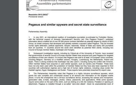 ПАСЕ призвала Баку расследовать случаи использования шпионской программы Pegasus: программа использовалась для слежки за армянами