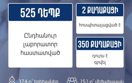 Число подтвержденных случаев кори в Армении достигло 525