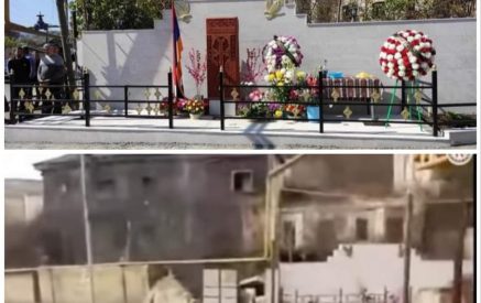 На этот раз азербайджанцы разрушили хачкар, стоящий в городе Мартакерт