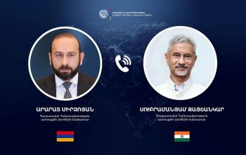 Арарат Мирзоян провёл телефонный разговор с министром иностранных дел Индии Субраманьямом Джайшанкаром