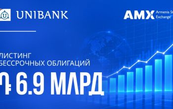 Бессрочные облигации Юнибанка объемом 6,9 млрд драмов РА прошли листинг на Армянской фондовой бирже